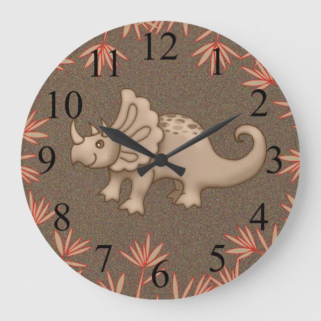Relógio de Parede Infantil Dinossauro Triceratops (Frente)