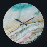 Relógio de Parede Inspirado no Oceano de Tinta Azu<br><div class="desc">Este relógio de parede foi criado usando a imagem de uma pintura de tinta alcoólica original.</div>