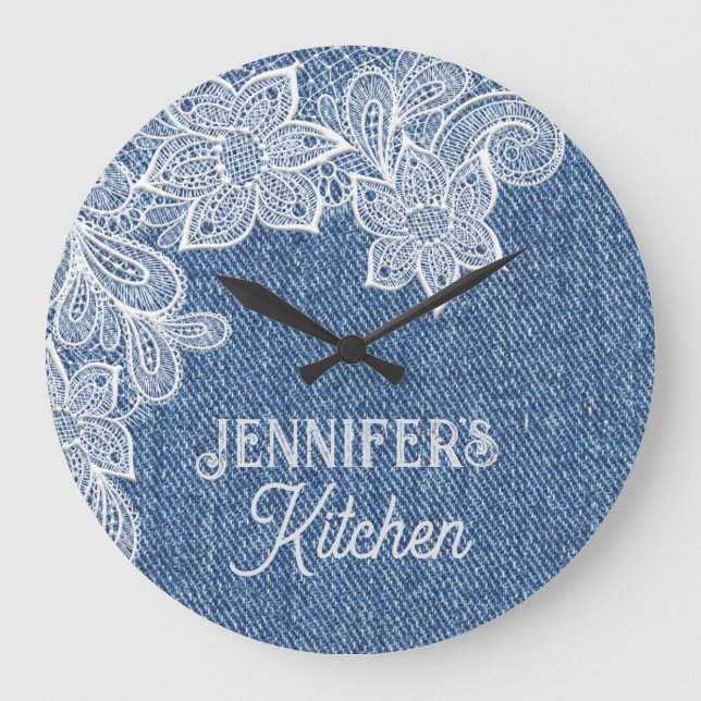Relógio de Parede Jean-Kitchen Azul Personalizado (Frente)
