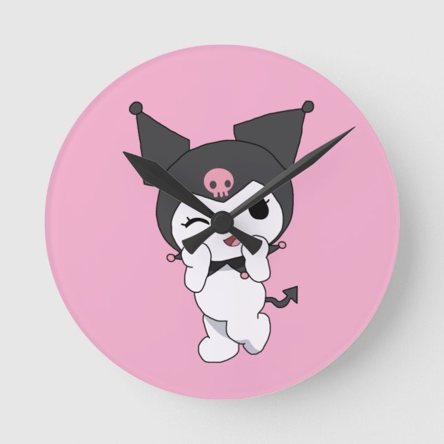Relógio de Parede Kuromi – Decoração de Sala Inspi (Frente)