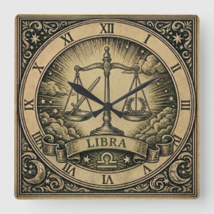 Relógio de Parede Libra Vintage Zodíaco