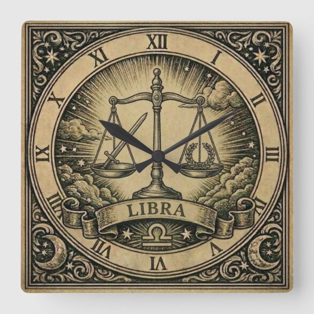 Relógio de Parede Libra Vintage Zodíaco (Frente)