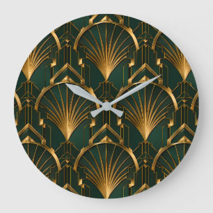 Relógio de Parede Luxuoso Art Déco Verde Esmeralda