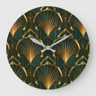 Relógio de Parede Luxuoso Art Déco Verde Esmeralda