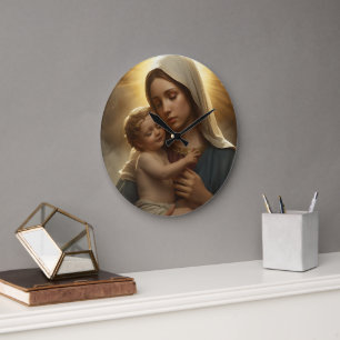 Relógio de Parede Mãe Maria e Menino Jesus
