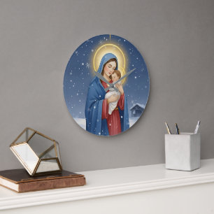 Relógio de Parede Mãe Santa Maria e Menino Jesus