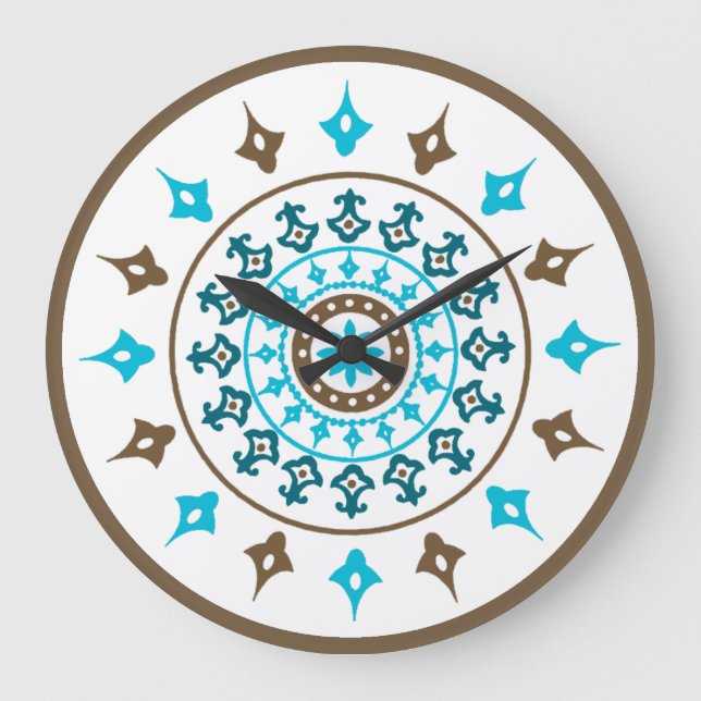 Relógio de Parede Marrom Turquoise do Ornamentado  (Frente)