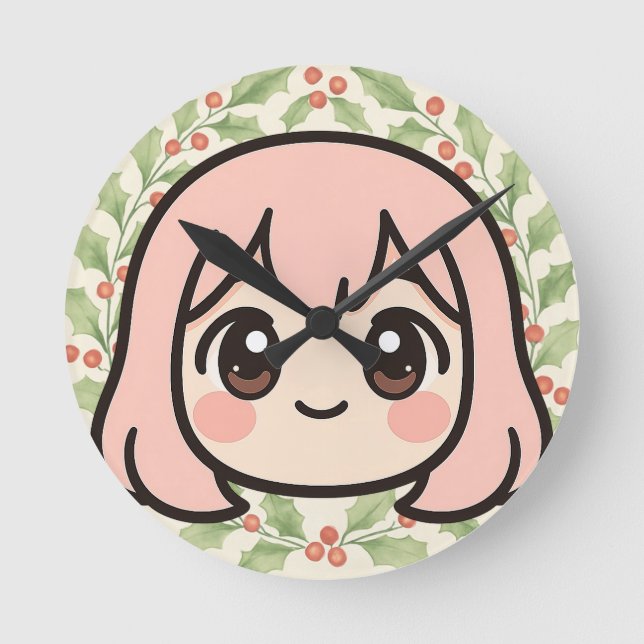Relógio de Parede Menina Anime Kawaii Fofa – Chibi (Frente)
