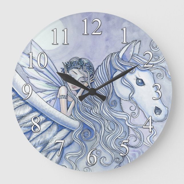 Relógio de Parede Meninas Fantasia Pegasus e Fada (Frente)