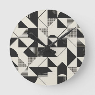 Relógio de Parede Minimalista Geométrico - Preto e