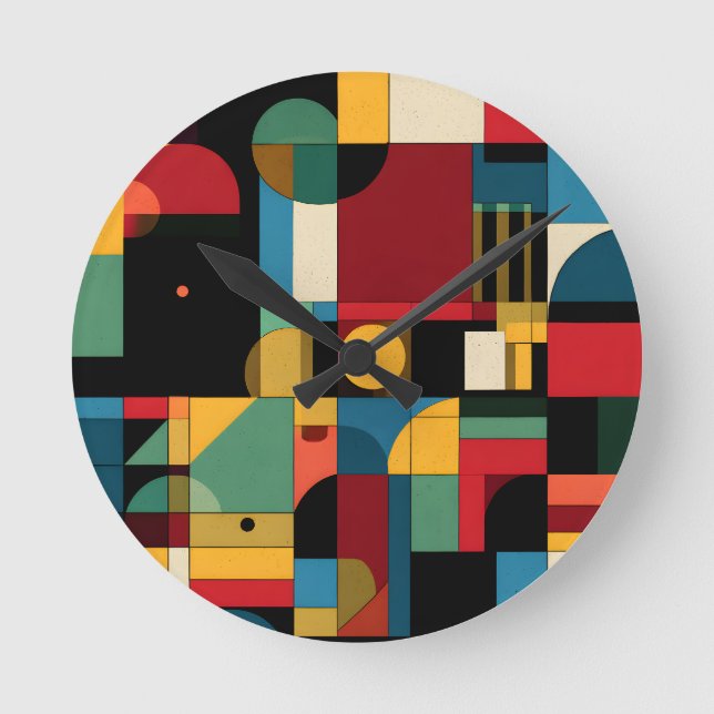 Relógio de Parede Moderno Abstrato em Grade Geomét (Frente)