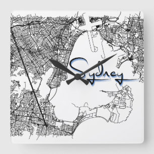 Relógio de Parede Moderno Mapa da Cidade de Sydney