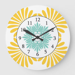 Relógio de Parede Moderno - Padrão Floral Verde Am