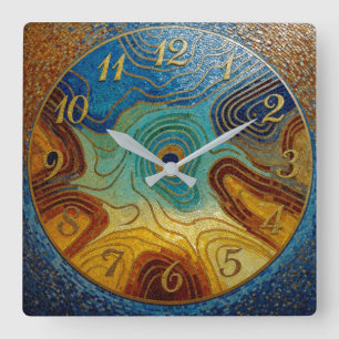Relógio de Parede Mosaico Giratório Azul Teal Cian