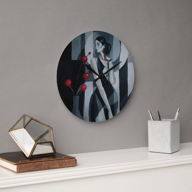 Relógio de Parede Mulher Art Déco Silent Pulse (Escritório)