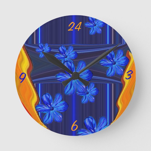 Relógio de Parede Neon Lights Blue Blossom (Frente)