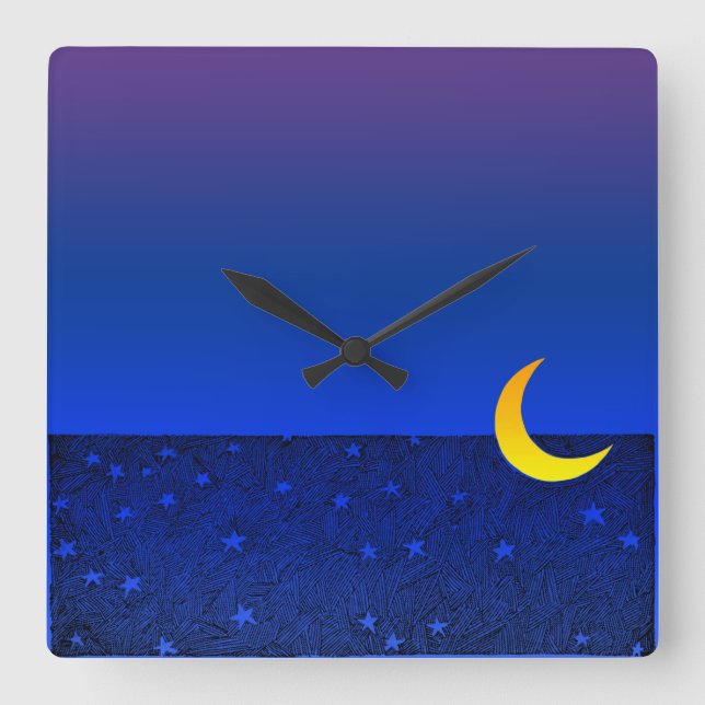 Relógio de Parede Noite de Lua e Estrelas (Frente)