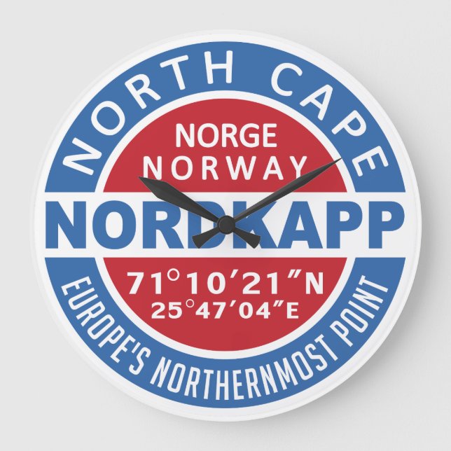 Relógio de parede NORDKAPP da Noruega (Frente)