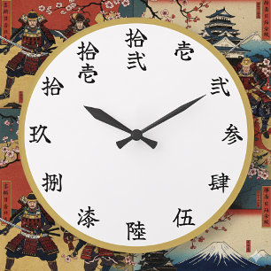 Relógio de Parede Numeral Anime Kanji em Estilo Sl