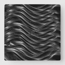 Relógio de Parede Ondas Pretas Abstratas Modernas 