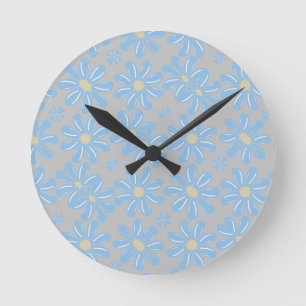 Relógio de Parede - Padrão Floral Flor de Azul