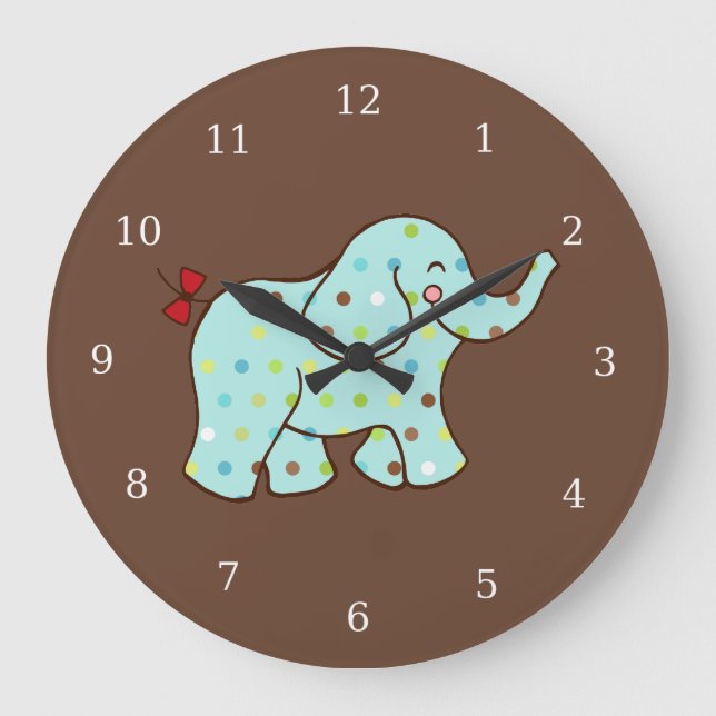 Relógio de Parede para Quarto de Bebê Elefante Pre (Frente)