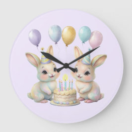 Relógio de parede Pastel Caprichoso Coelhos Gêmeos