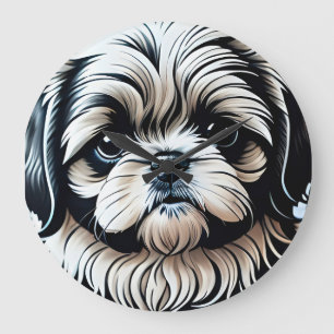 Relógio de Parede Pequeno Shih Tzu Round