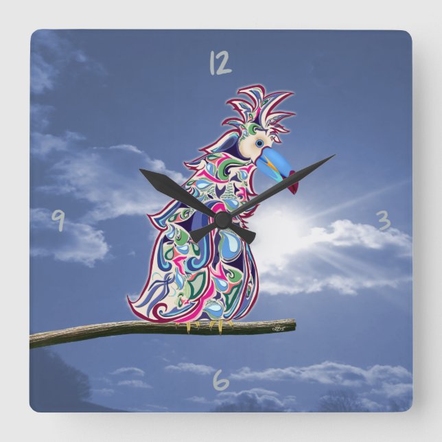 Relógio de Parede Perchido Quadrado (Frente)