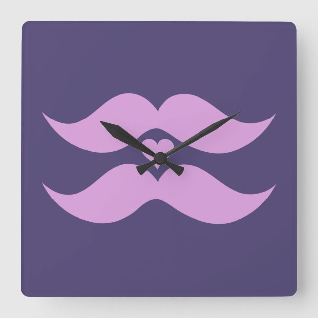 Relógio de parede personalizado de bigode rosa (Frente)