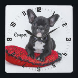 Relógio de Parede Personalizado de Cachorros Perso<br><div class="desc">Uma fotografia personalizada adorável do rosto do seu melhor amigo. Adicione a foto adorável do seu próprio cão capturando seu olhar mais doce! Um presente perfeito para o amante do cachorro que adora seu filhote.</div>