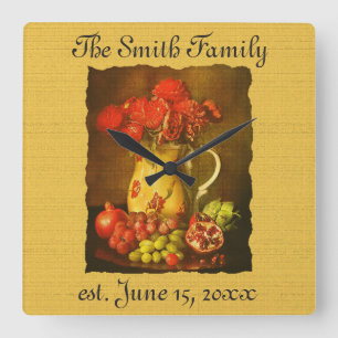 Relógio de Parede Personalizado de Frutas e Flores