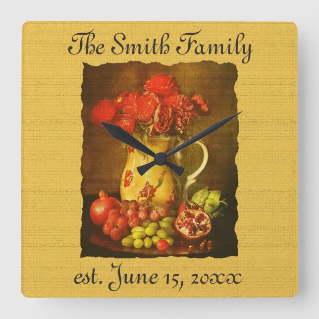 Relógio de Parede Personalizado de Frutas e Flores (Frente)