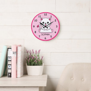 Relógio de Parede Personalizado de Gatinho de Bebê