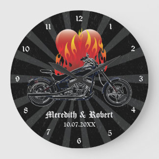 Relógio de Parede Personalizado do Biker Flaming L