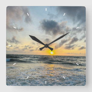 Relógio de Parede Personalizado Pôr do Sol na Prai