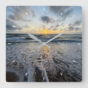 Relógio de Parede Personalizado Pôr do Sol na Prai