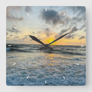 Relógio de Parede Personalizado Pôr do Sol na Prai