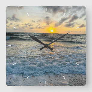 Relógio de Parede Personalizado Pôr do Sol na Prai