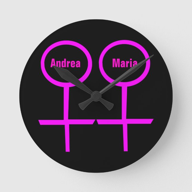 Relógio de Parede Personalizável de Amantes de Lés (Frente)