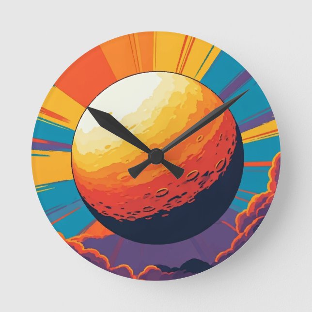 Relógio de Parede Pôr do Sol Celestial (Frente)