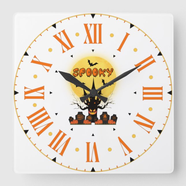 Relógio de Parede Praça de Halloween Noite Incerta (Frente)
