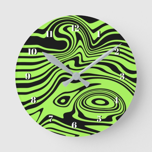 Relógio de Parede Preto e Verde Neon (Frente)