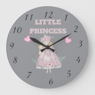 Relógio de Parede Princesinha Fofa   Corações Rosa