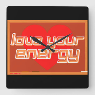 relógio de parede quadrada "AMA A SUA ENERGIA"