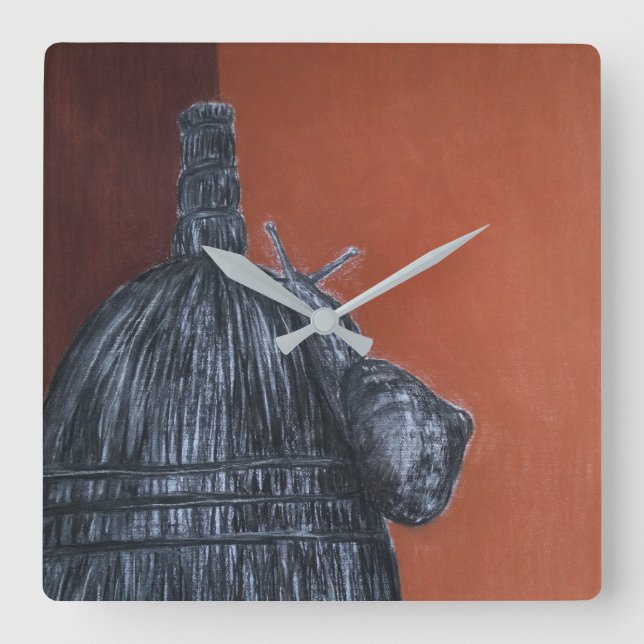 Relógio de Parede Quadrada de Desenho Russo Brown (Frente)