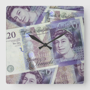 Relógio de Parede Quadrada do British Bank Notes