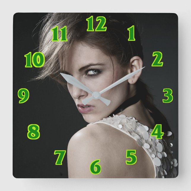 Relógio de parede quadrada do salão de beleza (Frente)