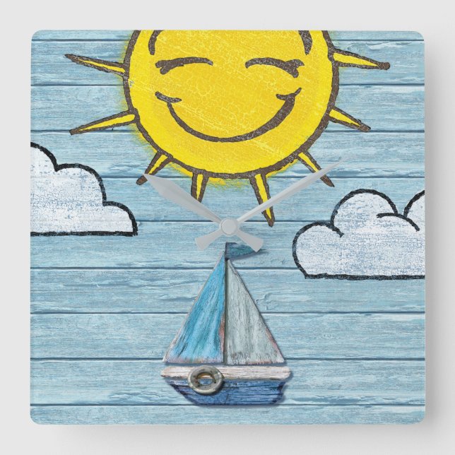 Relógio de parede quadrada personalizado Driftwood (Frente)