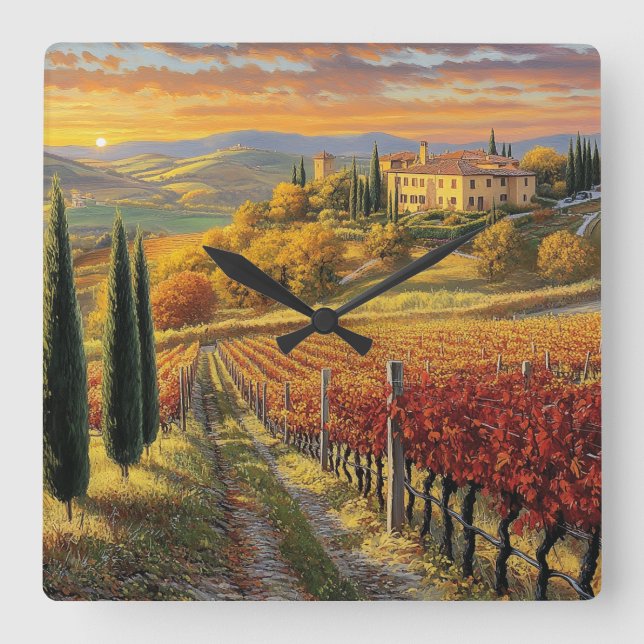 Relógio de Parede Quadrado com Charme Italiano (Frente)